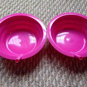 2 bowls with attached straw