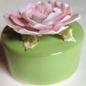 Vintage Porcelain Rose Music Box