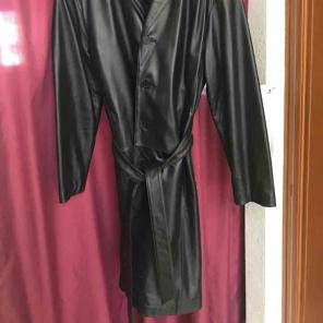 Men's soft leather trench coat