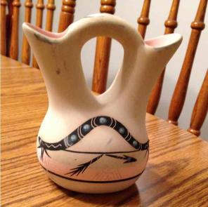 Navajo Broken Arrow Pottery Wedding Vase