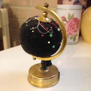 Vintage Globe Pin Cushion