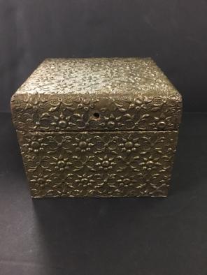 Vintage Ornate Brass Wrapped Jewelry Box