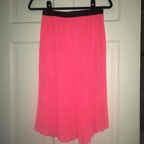 Pleated Neon Coral Skirt