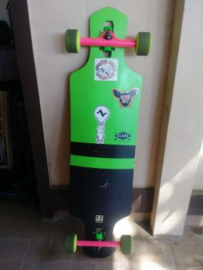 Green and black longboard