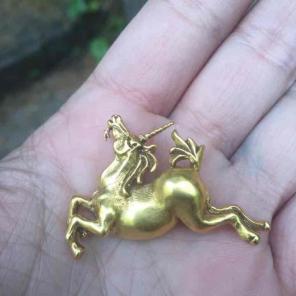 RARE Vintage Gold Plated Unicorn Brooch