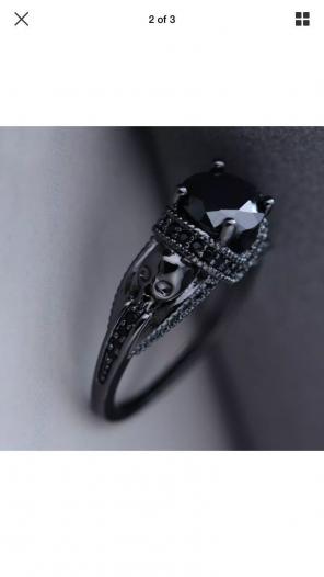 New Black Skull Ring Sz 6