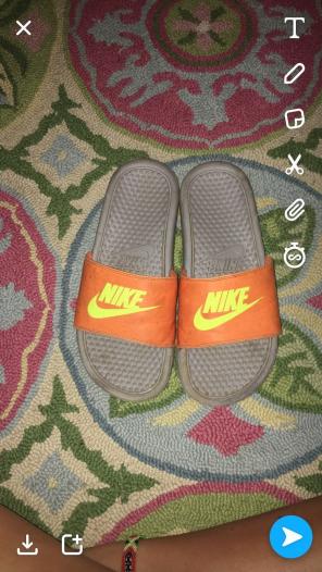 Yellow And Orange Nike Slides