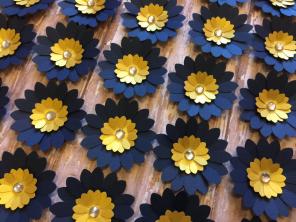 36 Navy And Gold Flowers Paper 2 Inch