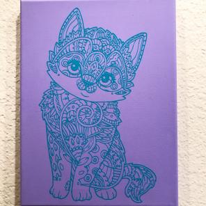 Mandala Cat Canvas Artwork 9x12