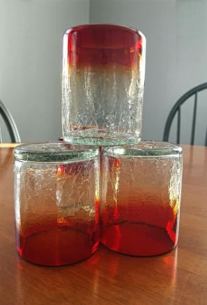 Handblown vintage crackle Glass tumblers