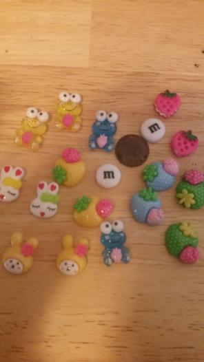 45 pcs cabochon resin animal fruit heart