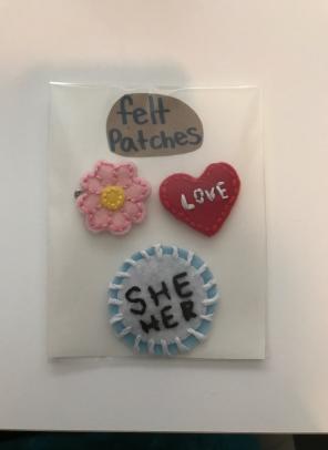 she / her pronoun felt patch