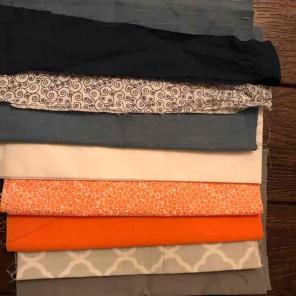 Blue and orange fabric garland