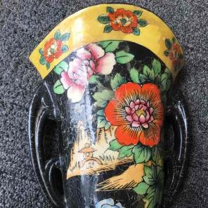 Vintage Black Flower Wall Pocket
