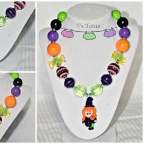 Clay Witch Halloween Chunky Necklace