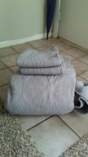 Queen Grey BedSpread/Never been used.