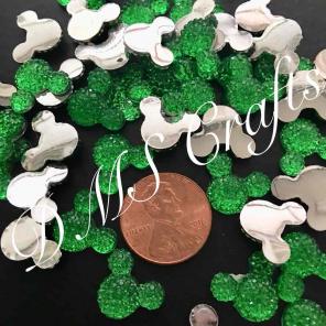 Green Mickey Mouse Head Cabochons Resin