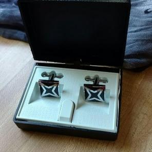 Cufflinks in hinged box