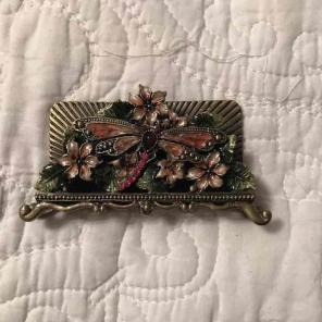 Dragonfly crystal business card holder