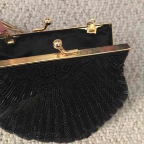 Black retro beaded formal purse