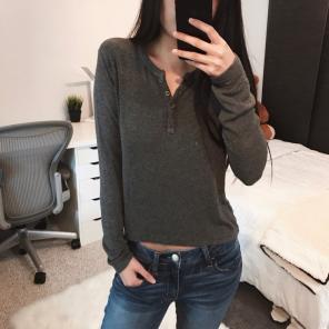 Brandy Melville Gray Henley Top