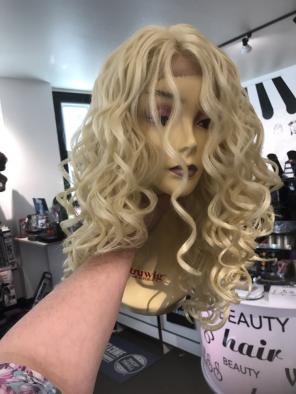Wig Long Blonde Human Blend Swisslace