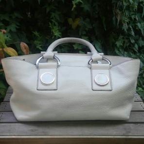 Off White Satchel Purse Leather Handbag