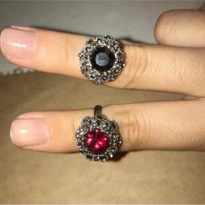 Red and Black Rings in Silver