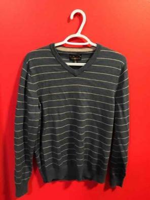 Navy-Striped Merino CLUB ROOM Sweater