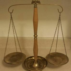 Wood and brass balance