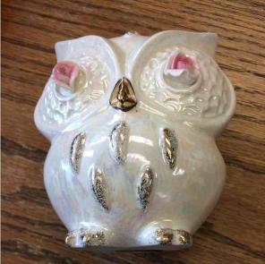 Glittery Rose Vintage Owl Vase