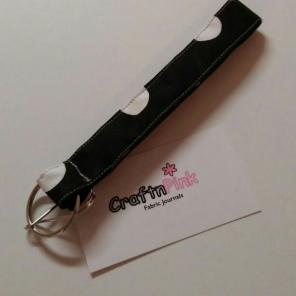 Large White Dots on Black Wristlet