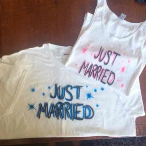 His & Hers Just Married Tshirt and tank