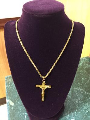 New 18K Gold Men’s Cross Necklace