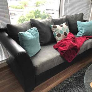 Sofa and loveseat with coffee table.