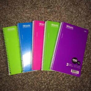 Colorful 5pk - 3 Subject Notebooks