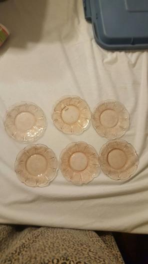 Pink depression Glass Cherry Blossom set