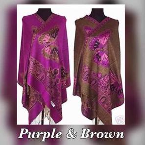 Purple & Brown Pashmina Reversible Wrap