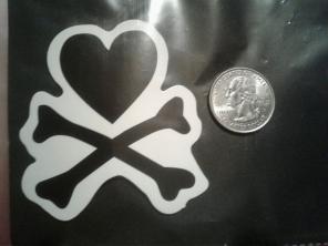 Heart and crossbones sticker