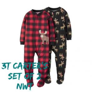 3T NWT Set Of 2 Carter's Moose Sleep PJ