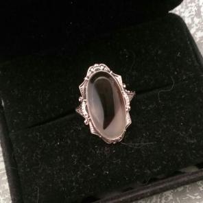 Vintage Art Deco Agate Sterling Ring