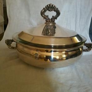 Silver plated casserole dish vintage