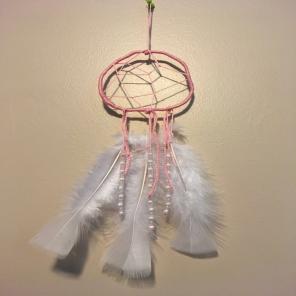 Handmade Dream Catcher Pink & White