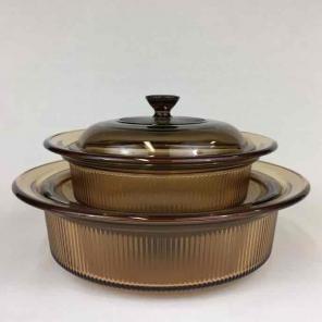 Visions Pyrex Amber Glass Casserole Set