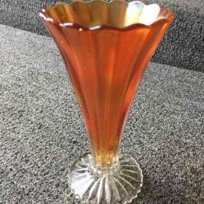Vintage Iridescent Orange Vase
