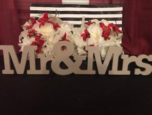 Chipboard Mr And Mrs Sign W/ Flowers