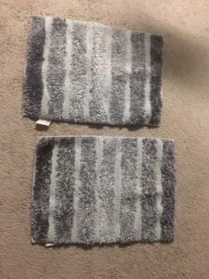 Gray Striped Bath Rugs