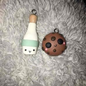 Polymer clay kawaii milk and cookie