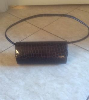 Brown Crocodile Print Purse