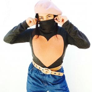 Wildfox turtleneck pastel heart pullover